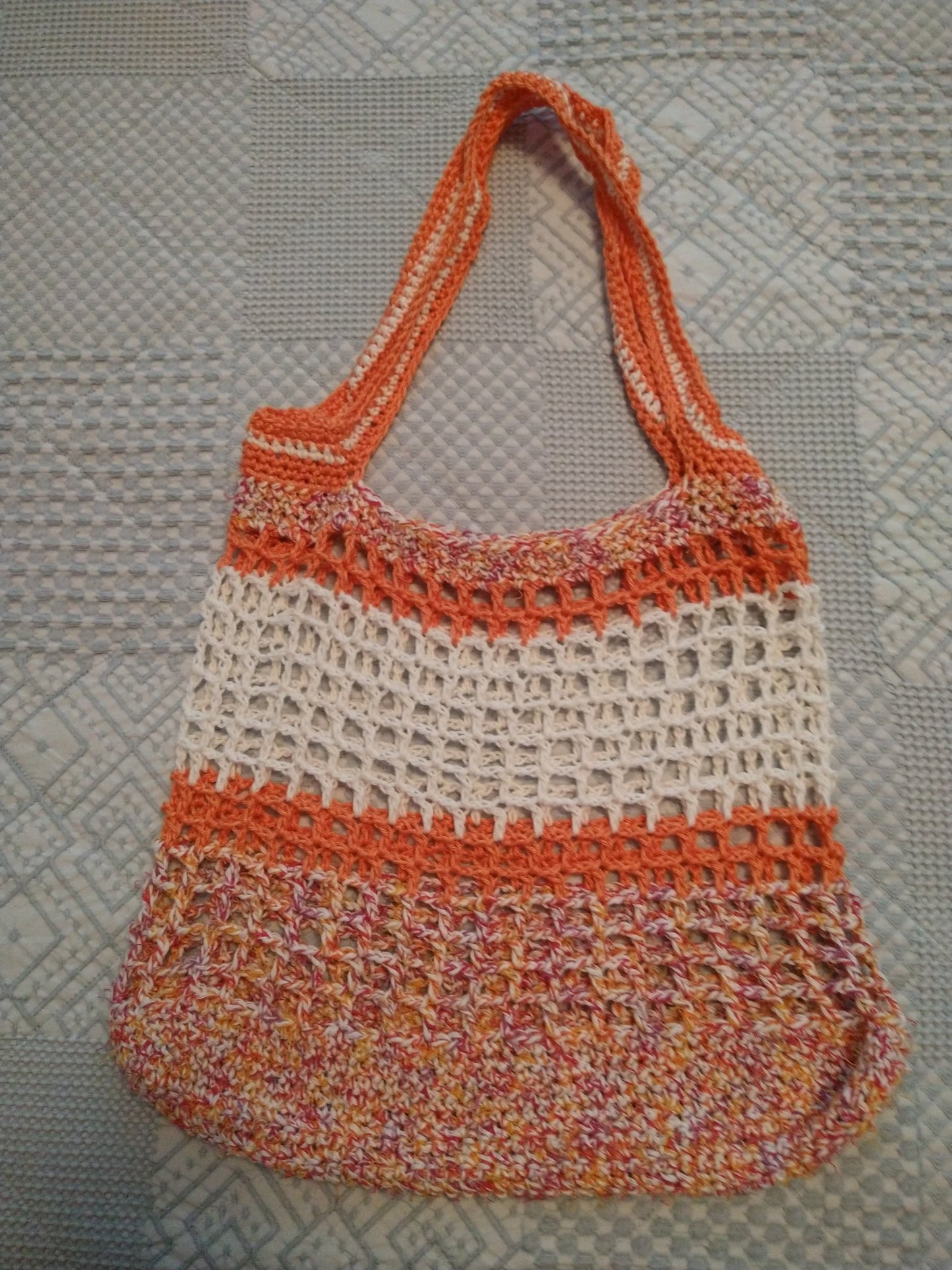 Market Bag orange & white a - 1