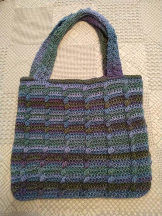 Tote bag crochet blue & green a - 1