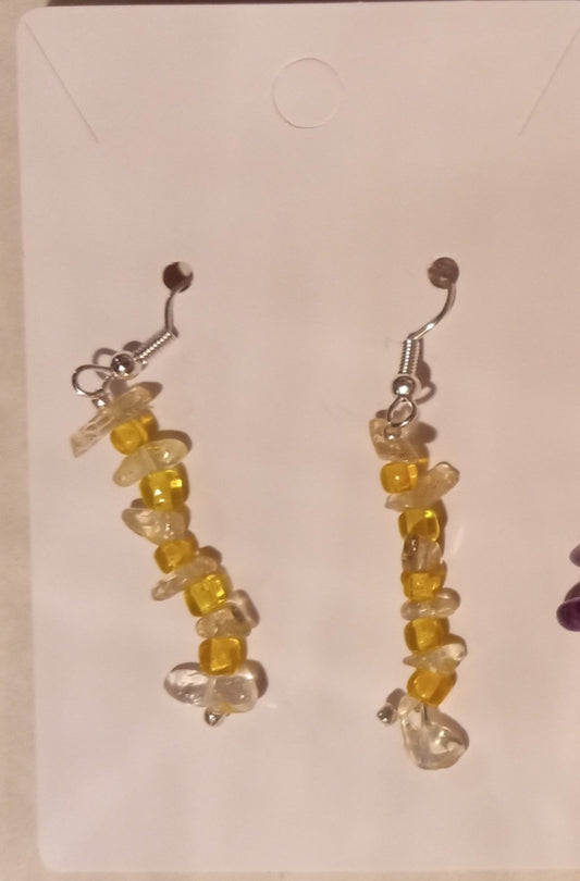 yellow Gemstone & beads earrings - 1