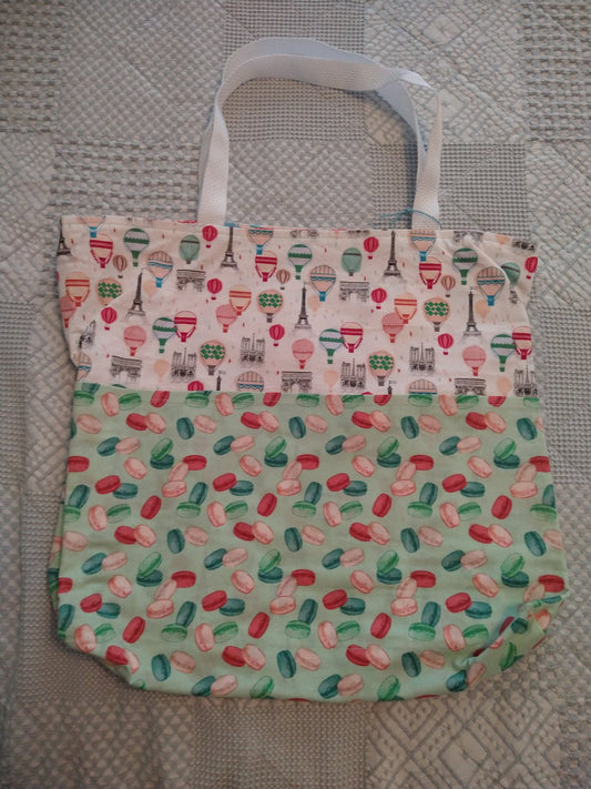 Tote bag fabric green red & white b - 1