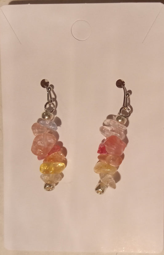 beginning rainbow large Gemstone earrings - 1