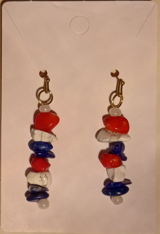 red, white, blue Gemstones earrings - 1