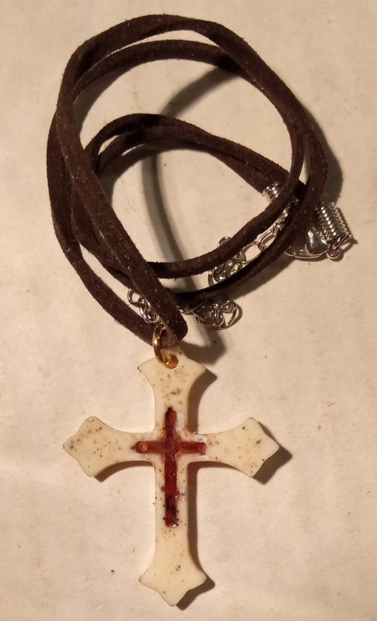 resin off-white Cross necklace - 1