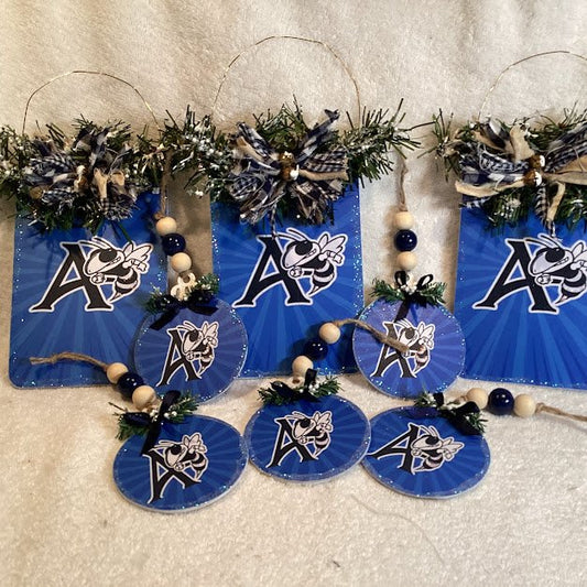 Ornament Door Hanger-Aynor Blue Jackets Christmas - 1