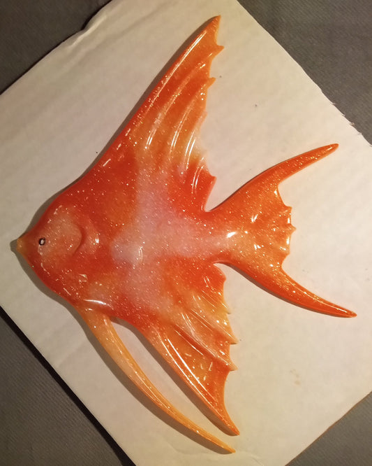 resin orange & white Angel fish - 1