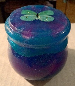 resin pink & blue glitter Jar - 1