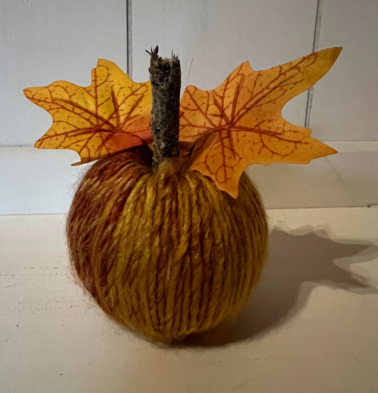 Gold Yarn Wrapped Pumpkin - 1