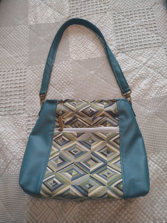 Purse blue & green triangle  - 1