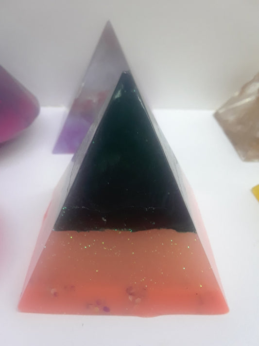 resin green & orange Pyramid - 1