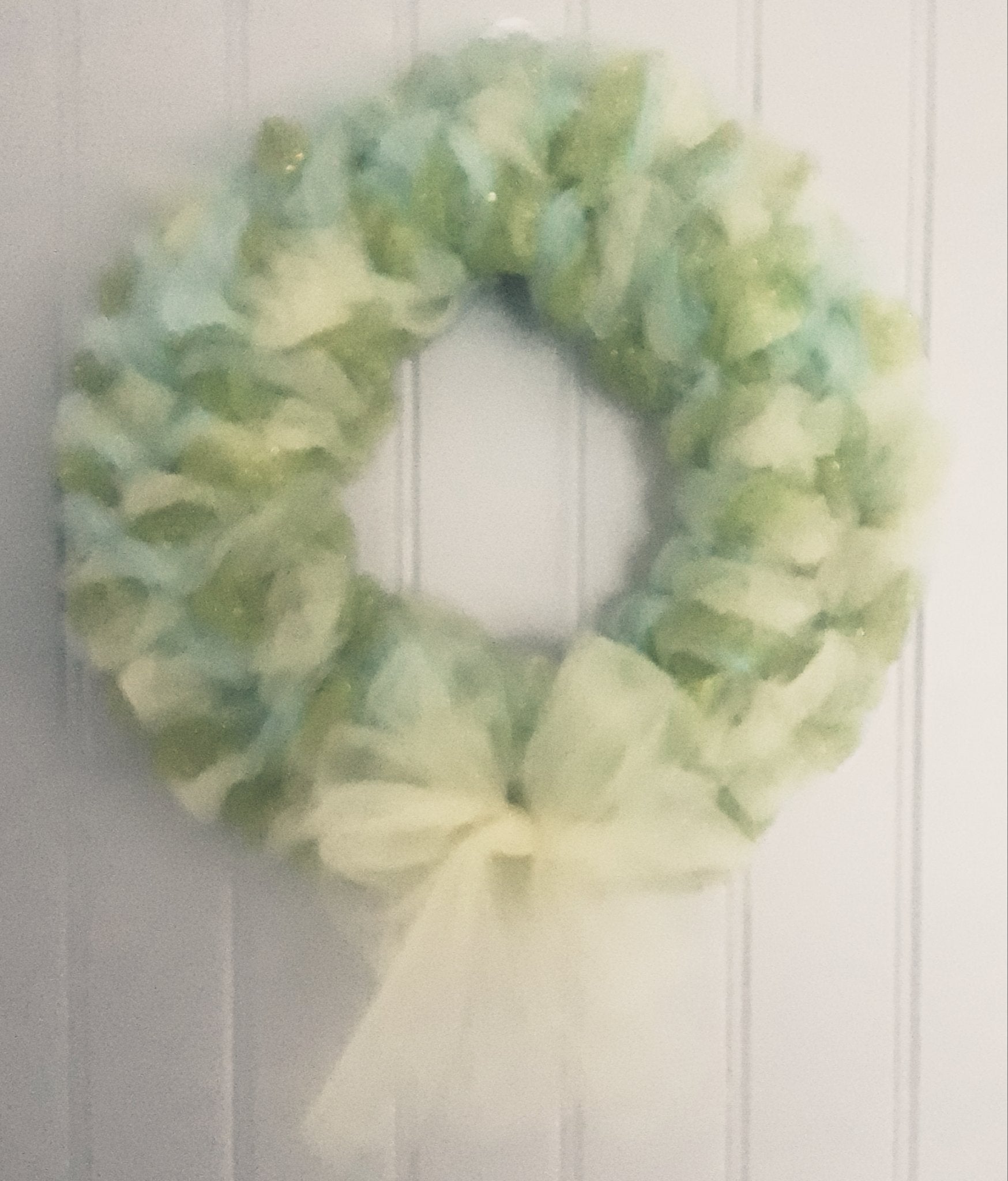 mini green & yellow tulle wreath - 1