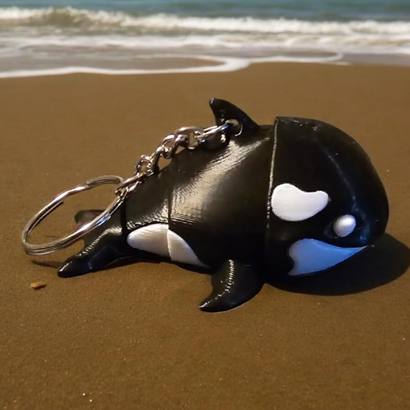 Orca Keychain, Wiggly Body, 2 Inches Wide - 1