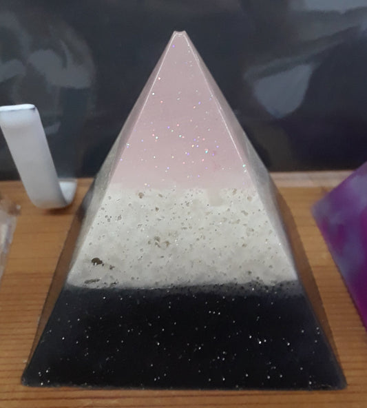 resin pink, black, white pyramid - 1