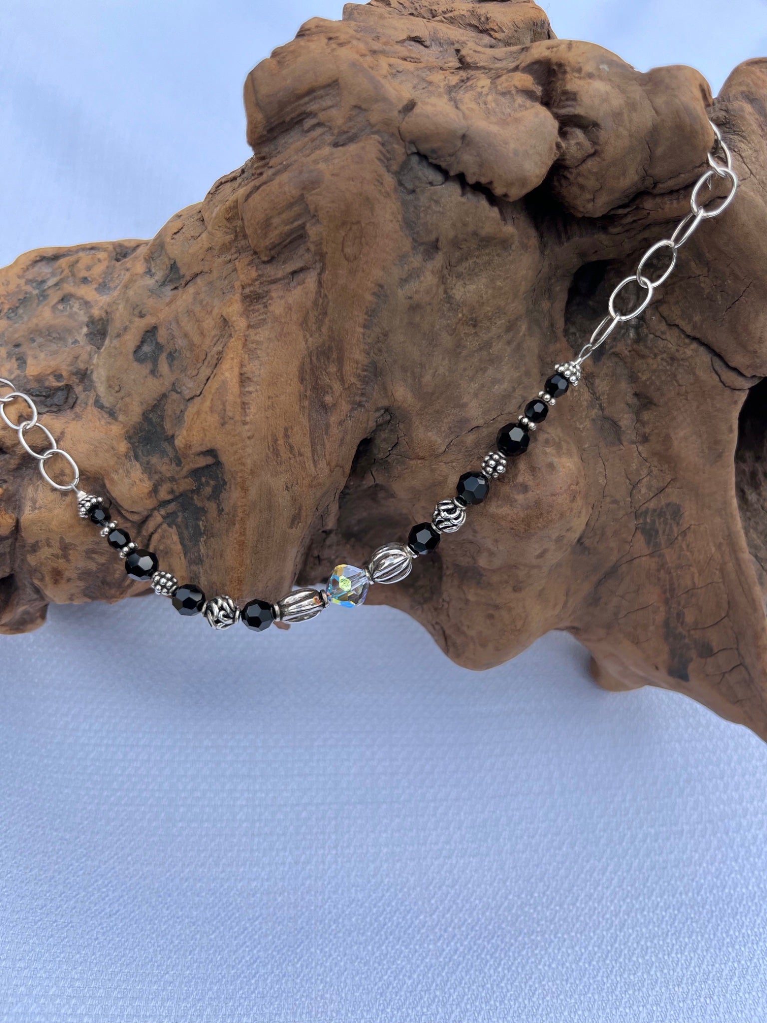 Necklace made with crystals, sterling silver beads and spacers with sterling silver chain - 3