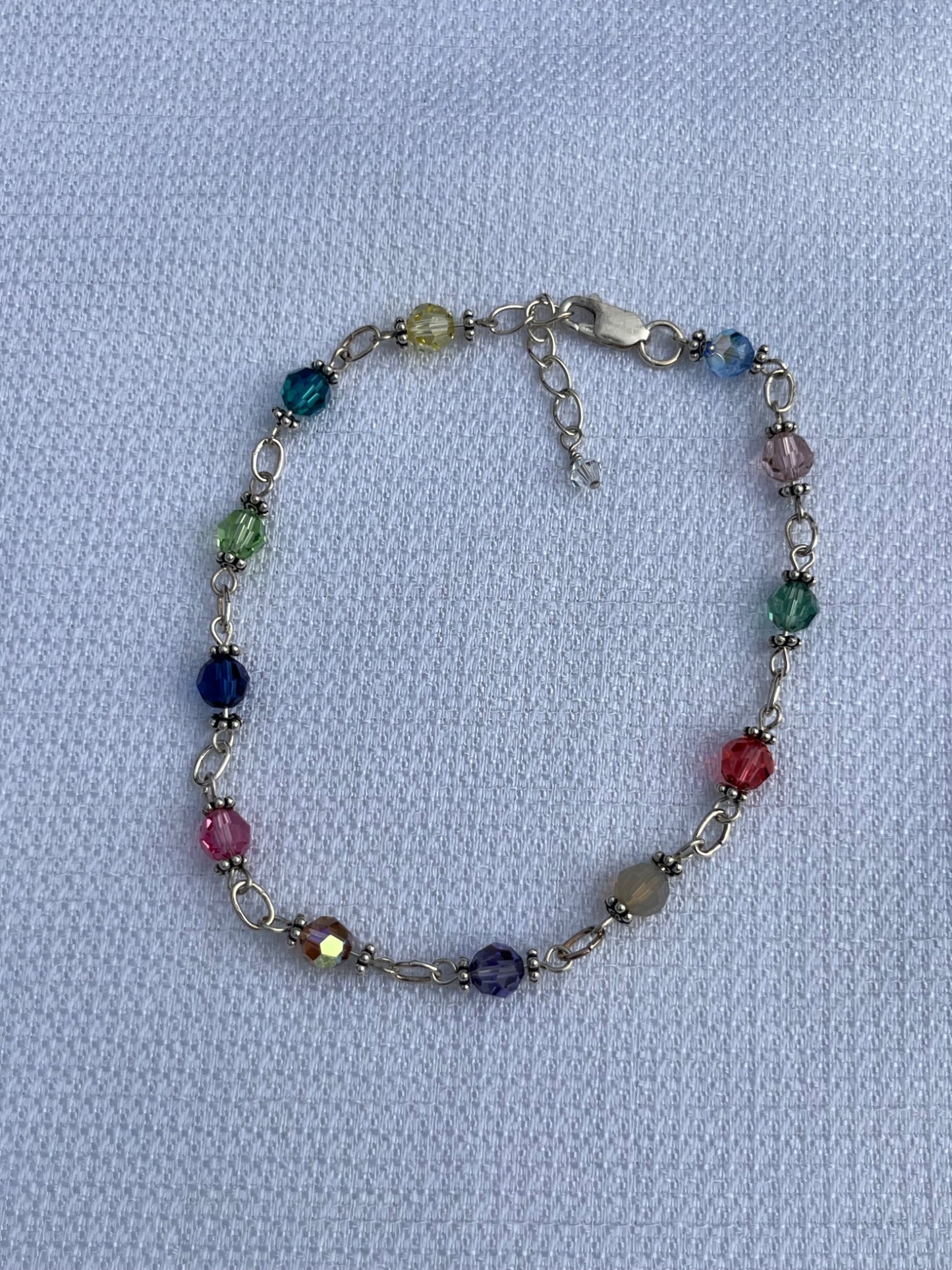 Anklet, multicolored made with crystals and sterling silver - 3