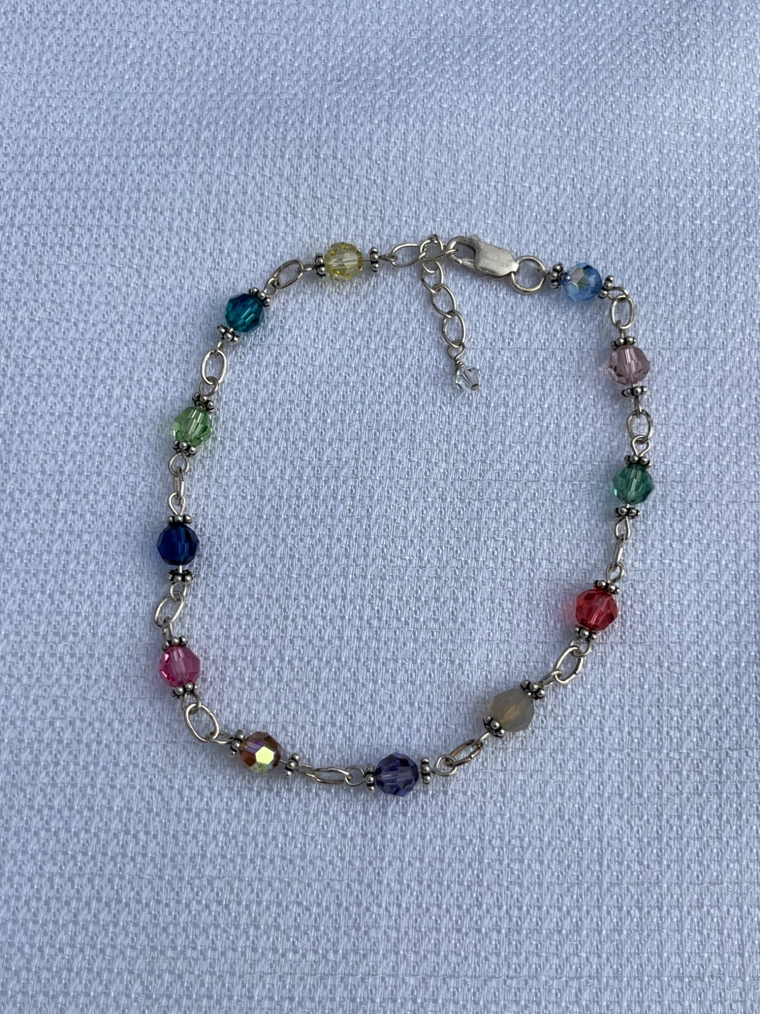 Anklet, multicolored made with crystals and sterling silver - 3