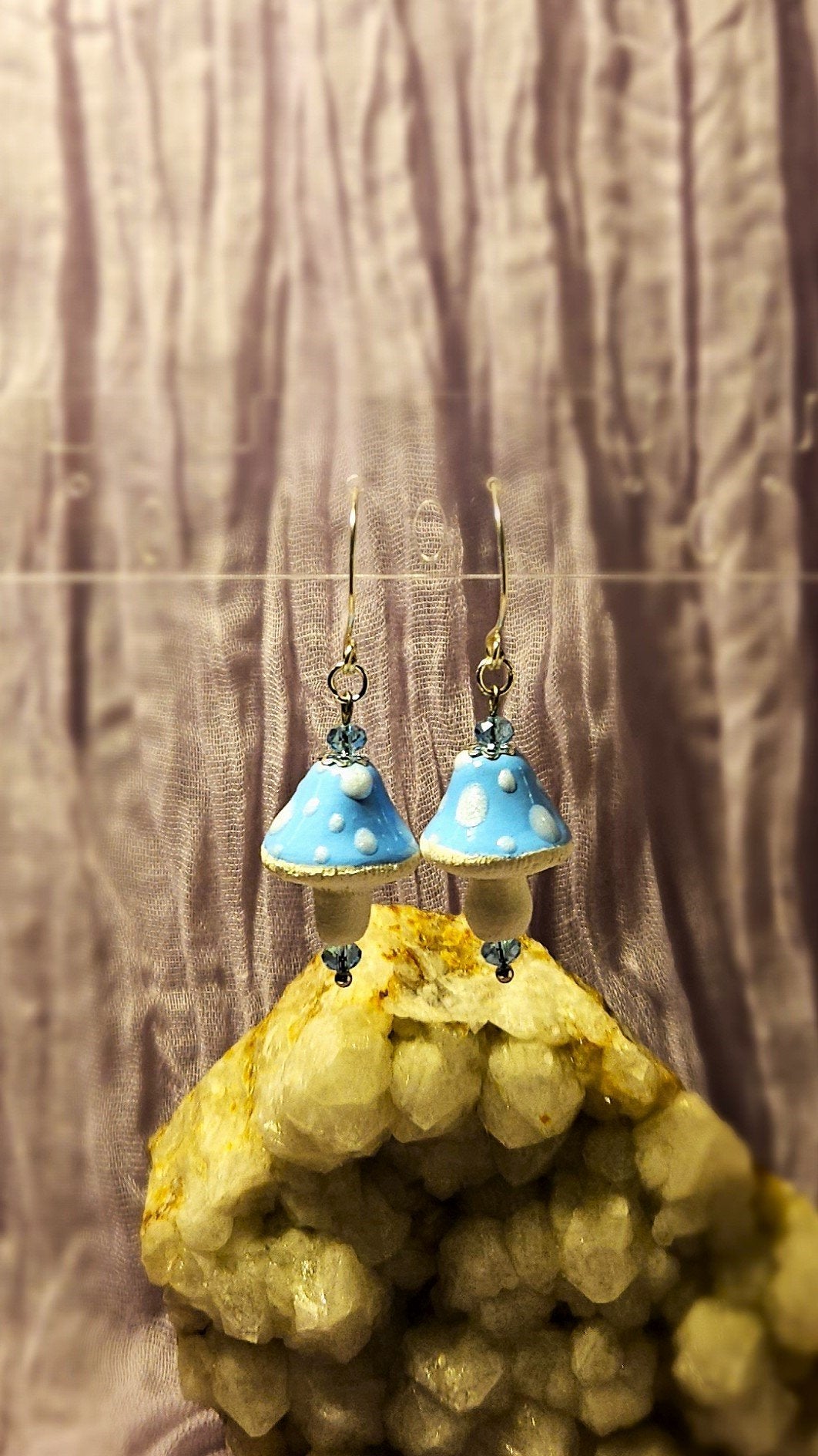 Mushroom- Sky Blue Earrings - 1