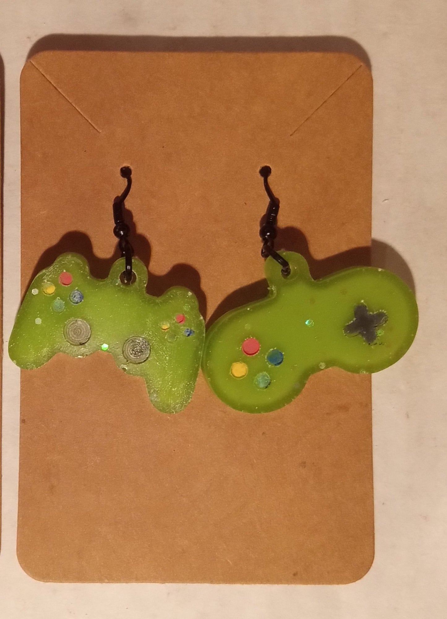 resin green Game controller earrings  - 1