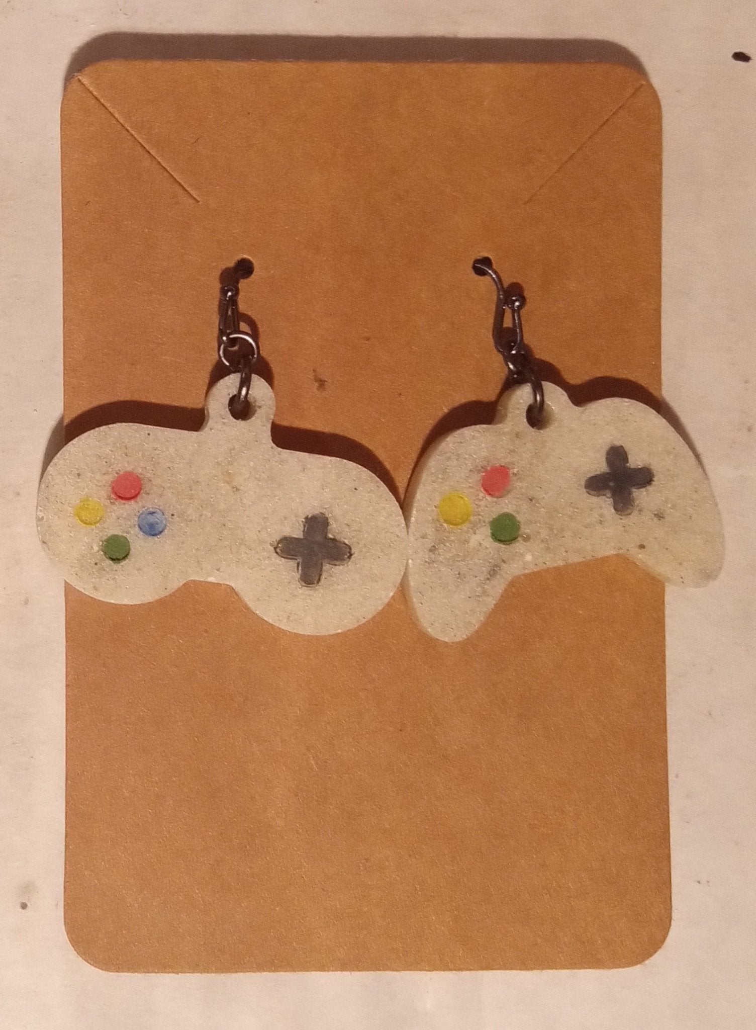 resin white Game controller earrings  - 1