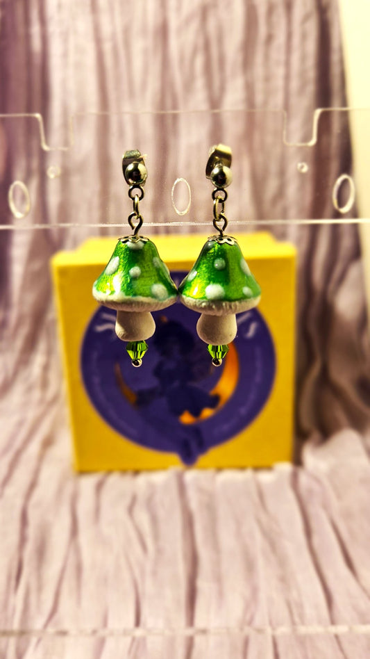 Mushroom - Green Earrings - 1