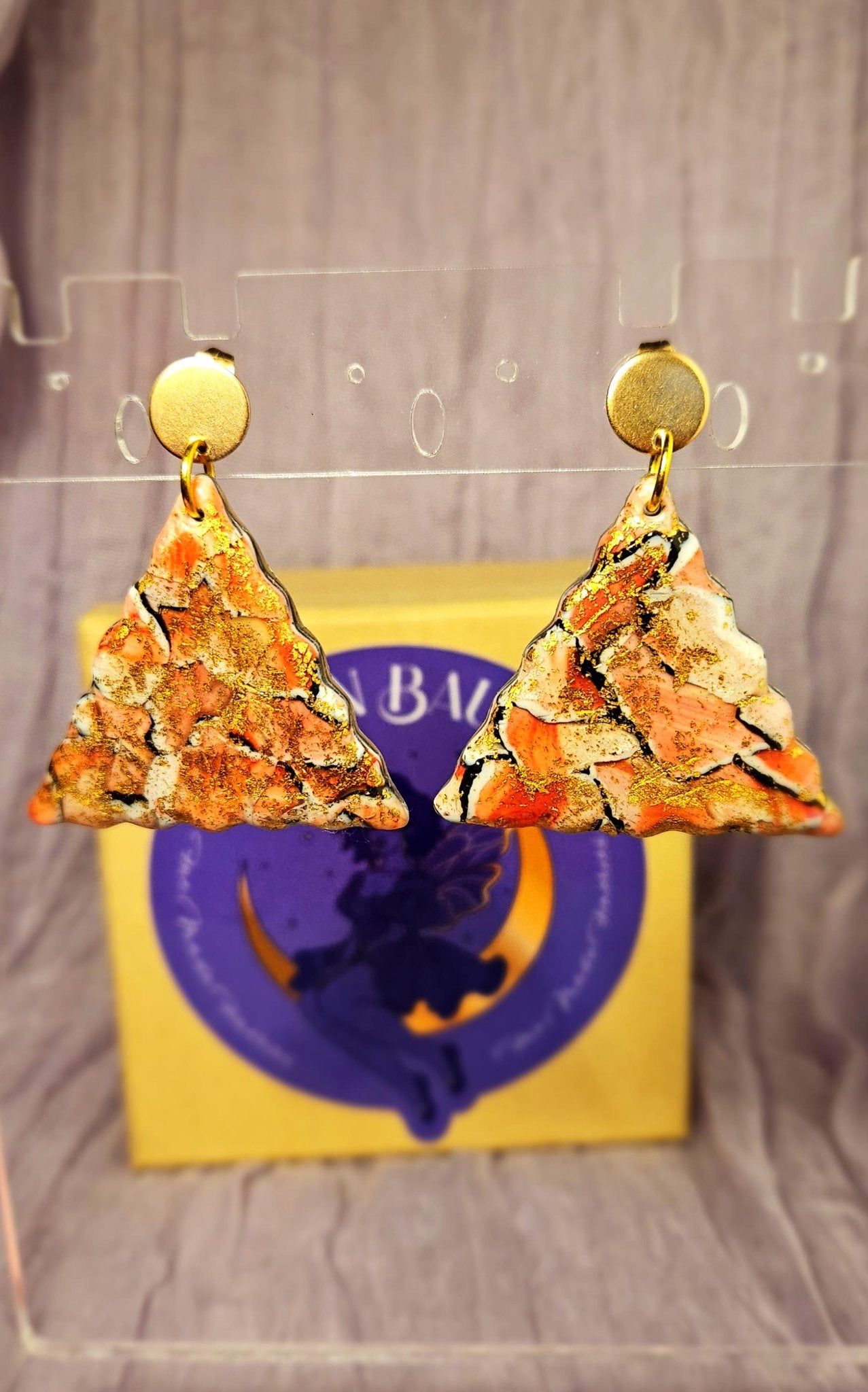 Pyramid Watercolor-Pink Earrings - 1