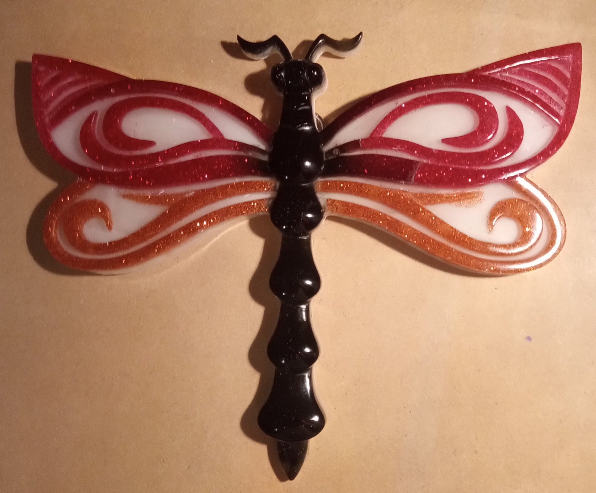 resin red & orange Dragonfly  - 1