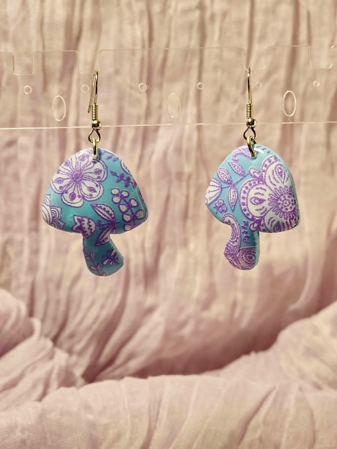 Mushroom- Boho Print Earrings - 1