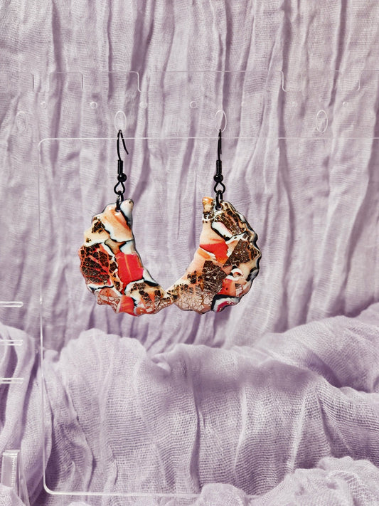 Crescent Moon- Watercolor Pink Earrings - 1