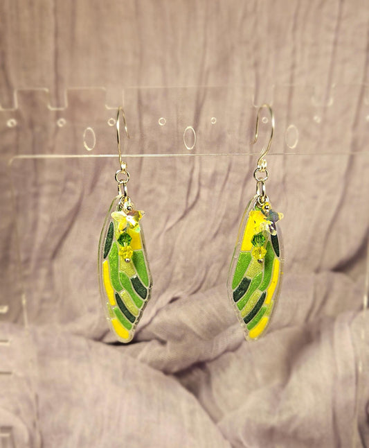 Fairy Wings- Green Earrings - 1