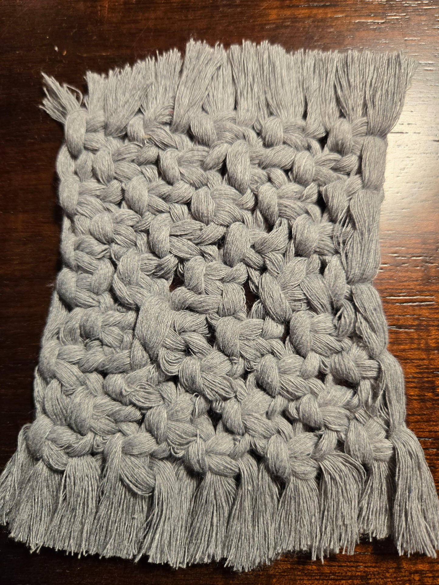 Macrame Coaster - Lt Gray - 1