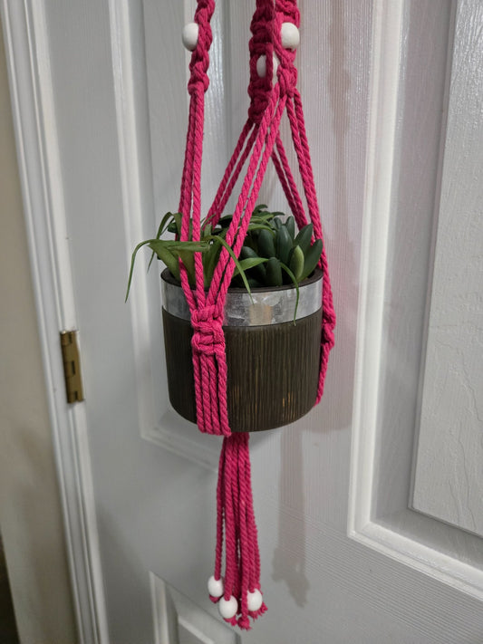 Macrame Plant Hanger - Pink - 1