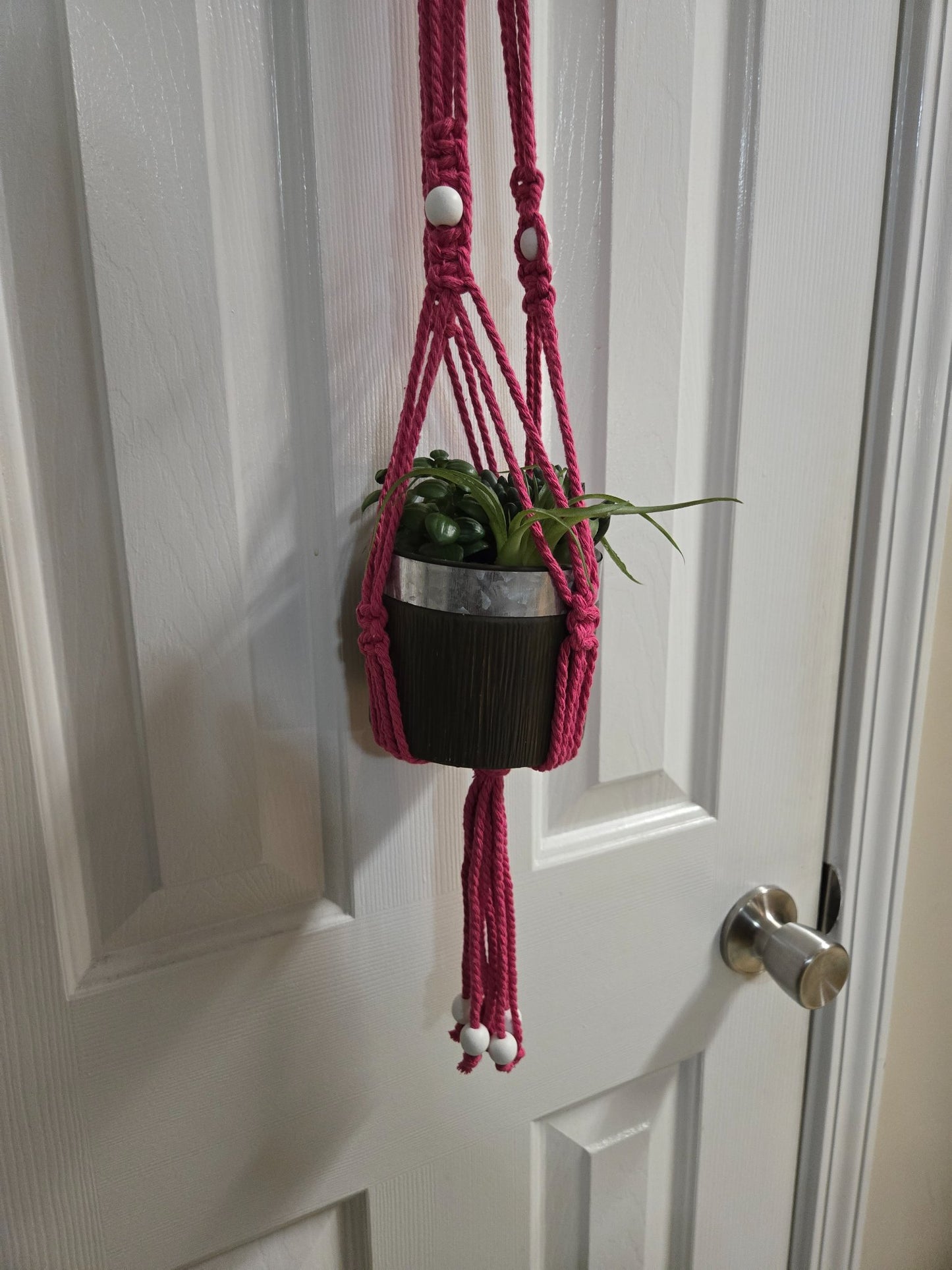 Macrame Plant Hanger - Pink - 2