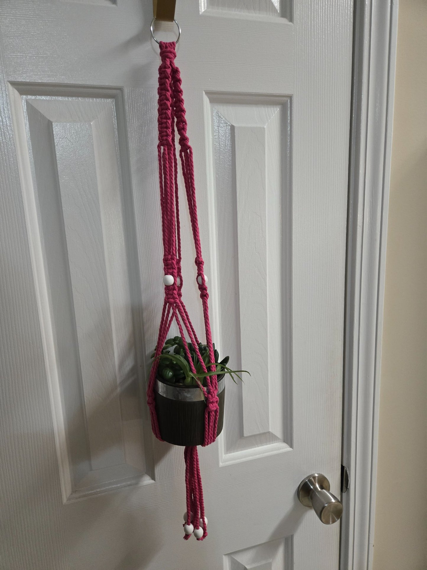 Macrame Plant Hanger - Pink - 3