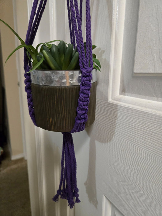 Macrame Plant Hanger - Purple - 1