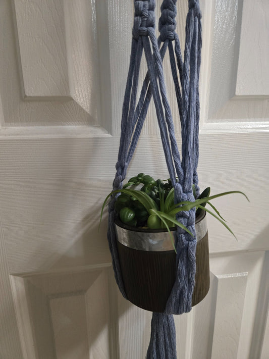 Macrame Plant Hanger - Blue - 1