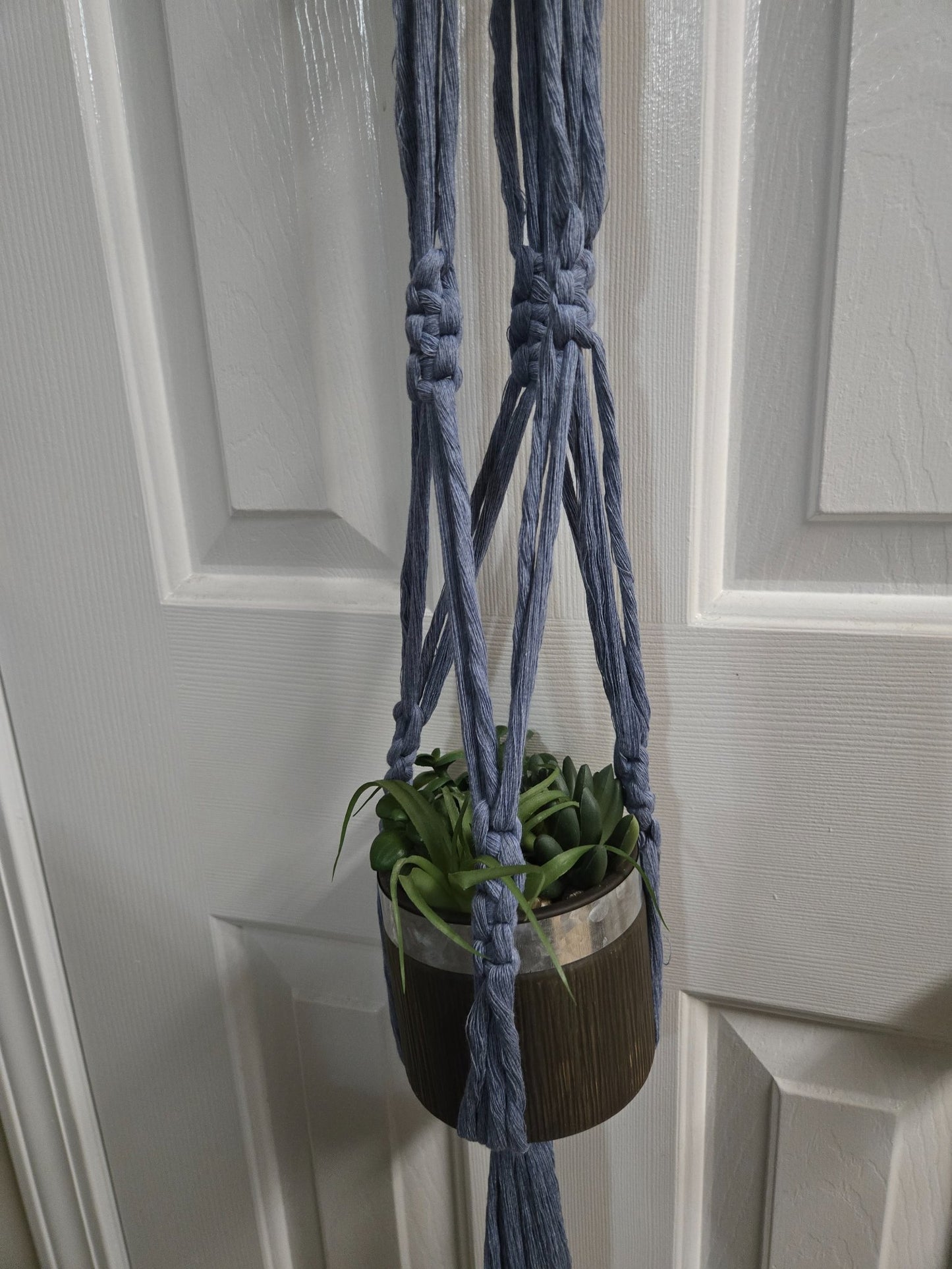 Macrame Plant Hanger - Blue - 2