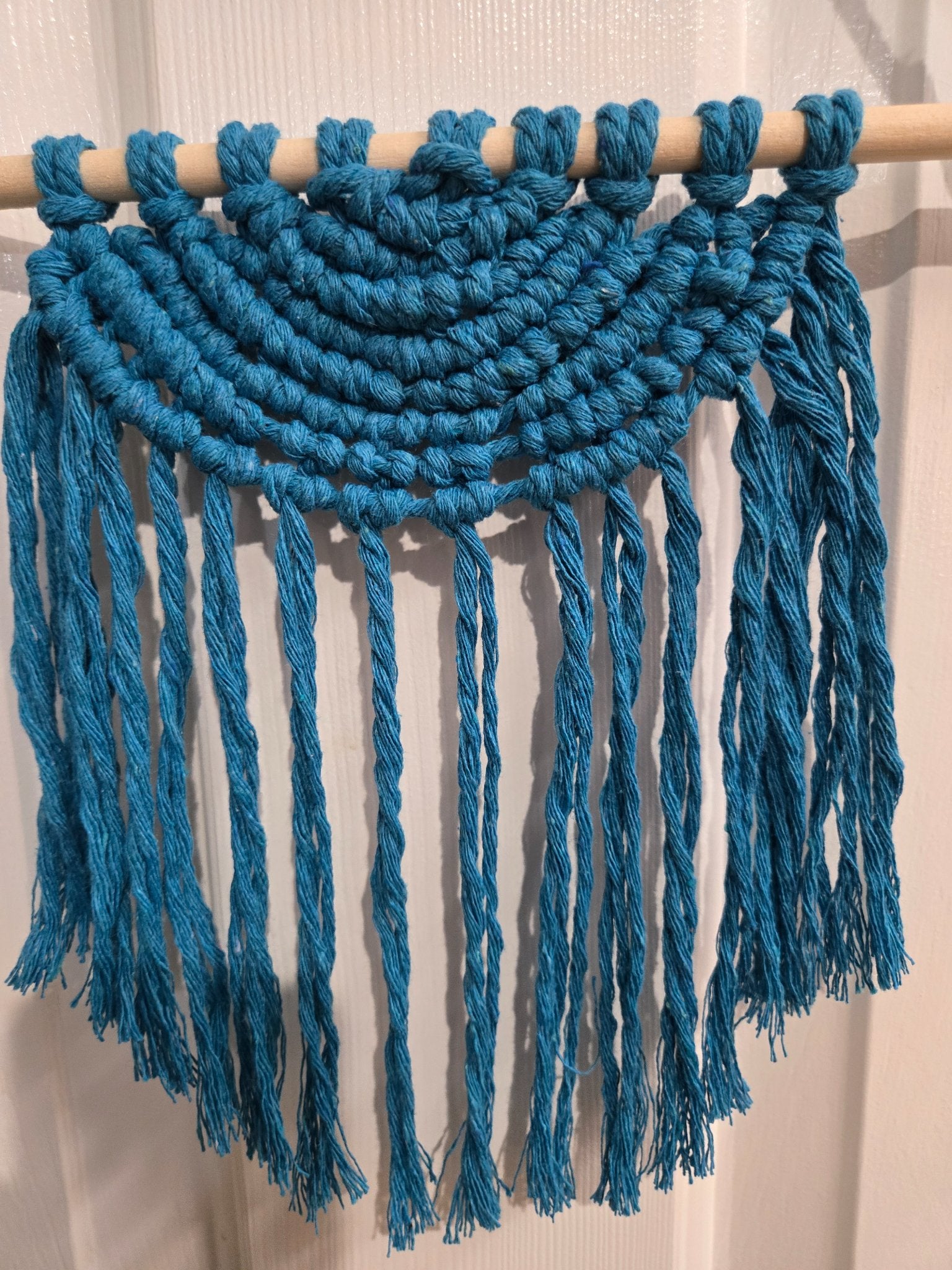 Macrame Wall Hanging - Teal 1/2 Circle - 4