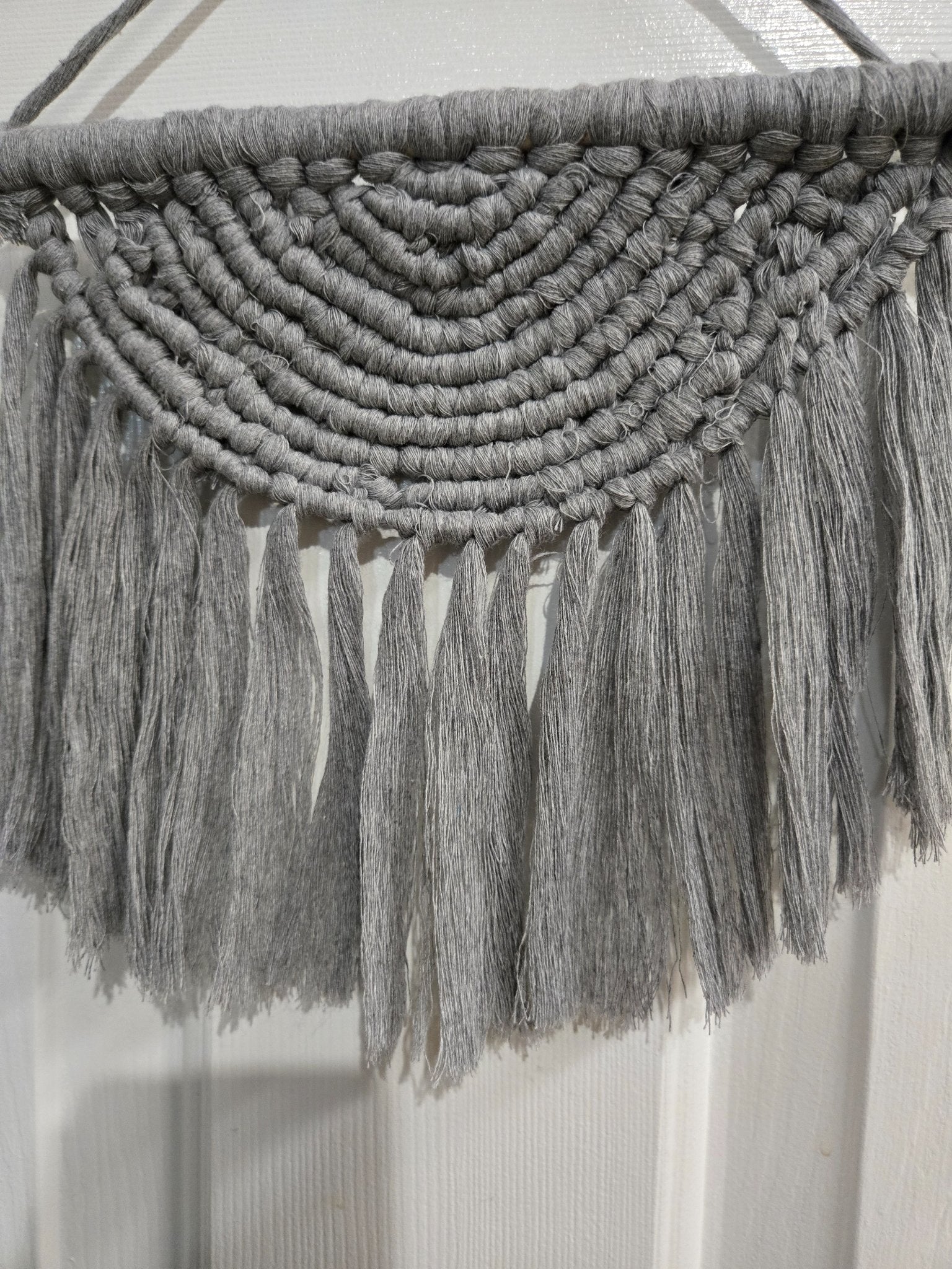 Macrame Wall Hanging  - Gray 1/2 Circle  - 4