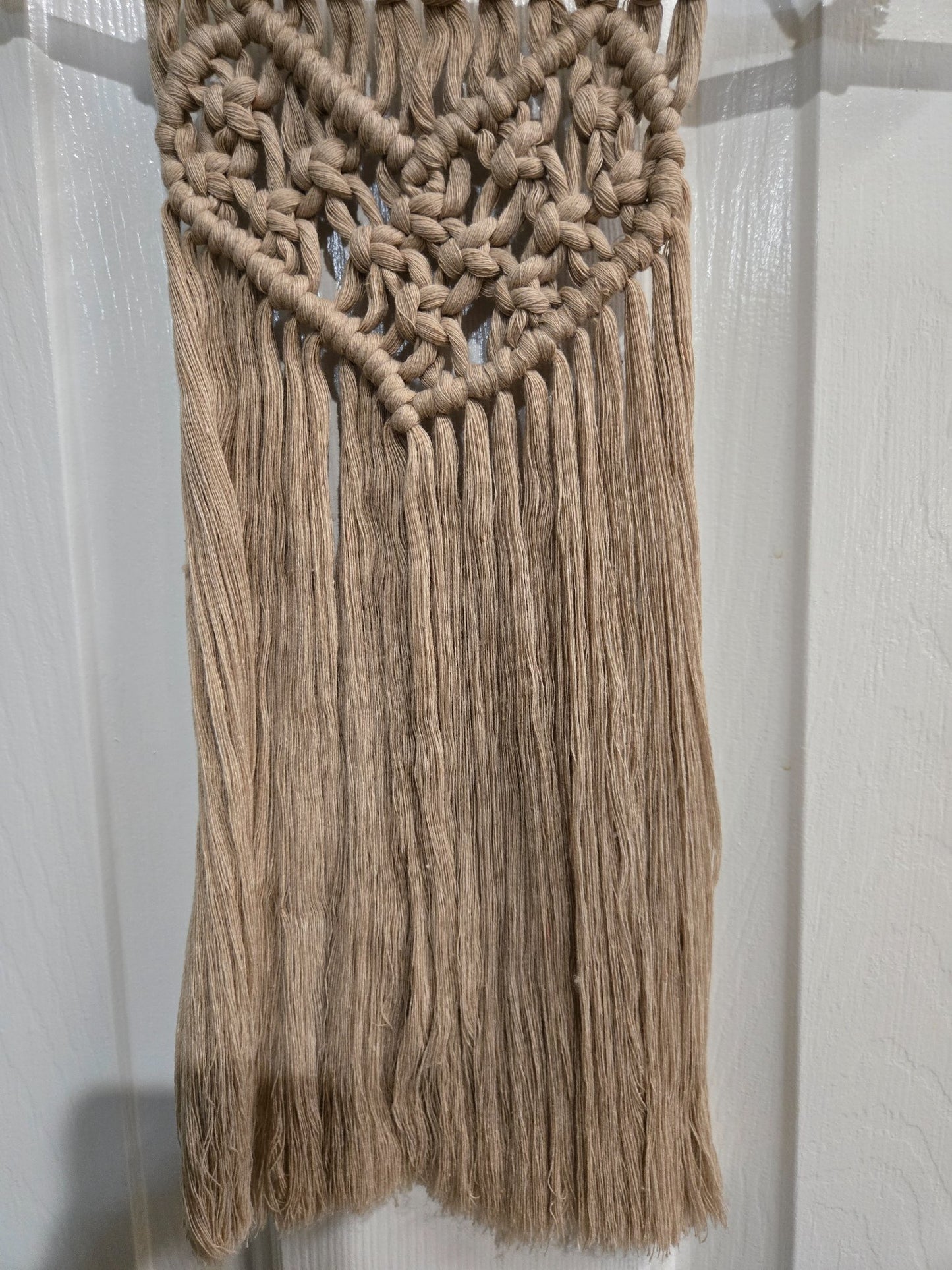 Macrame Wall Hanging  - Tan Heart - 2