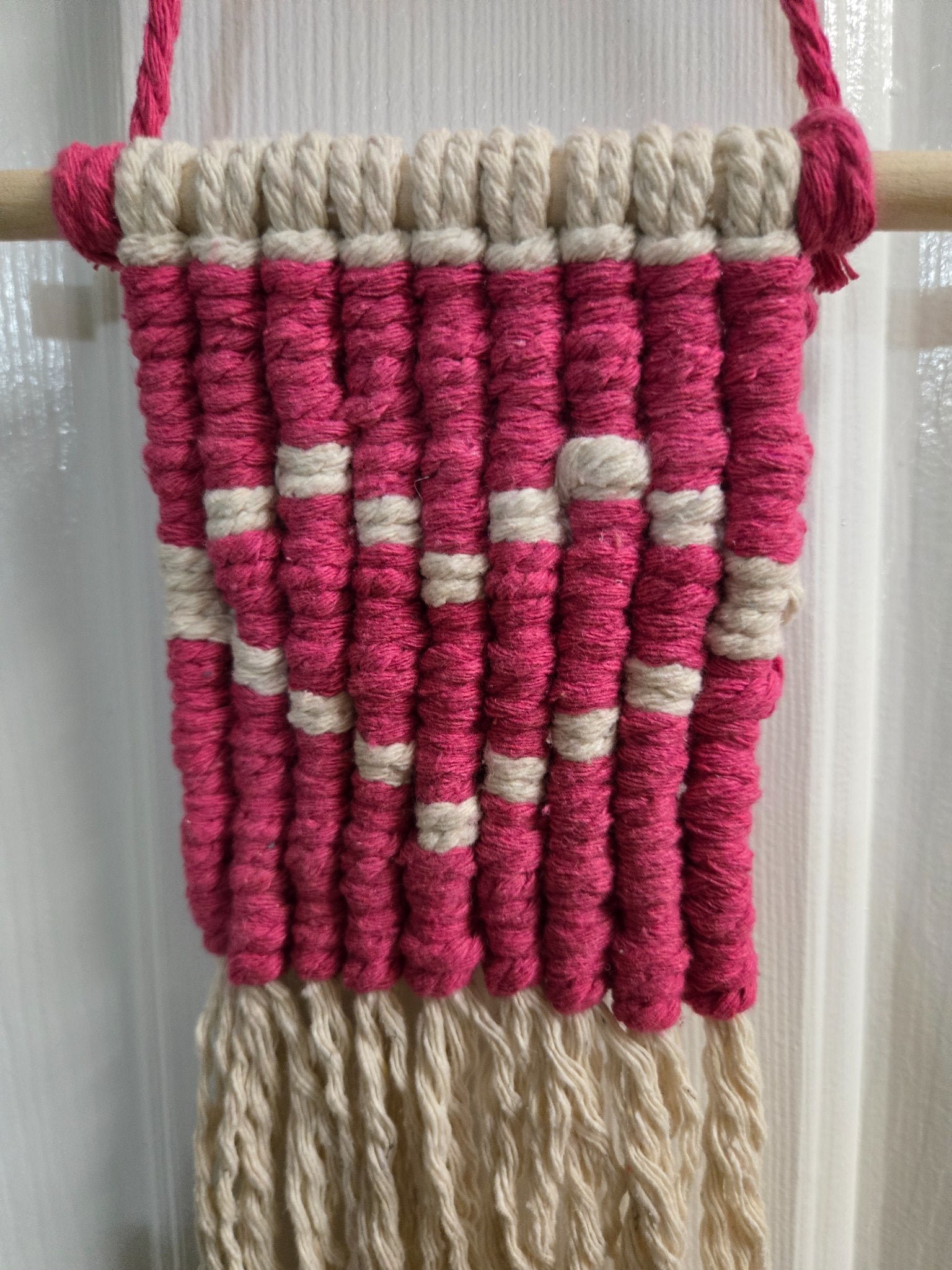 Macrame Wall Hanging - Pink w/ Heart - 1