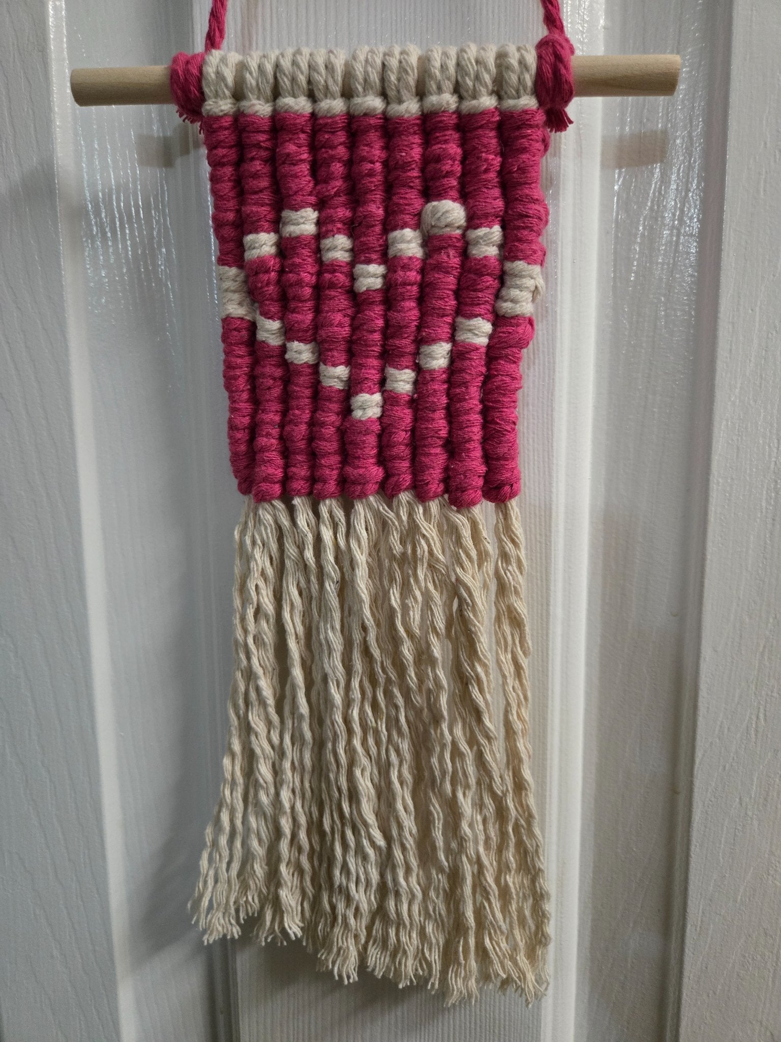 Macrame Wall Hanging - Pink w/ Heart - 2