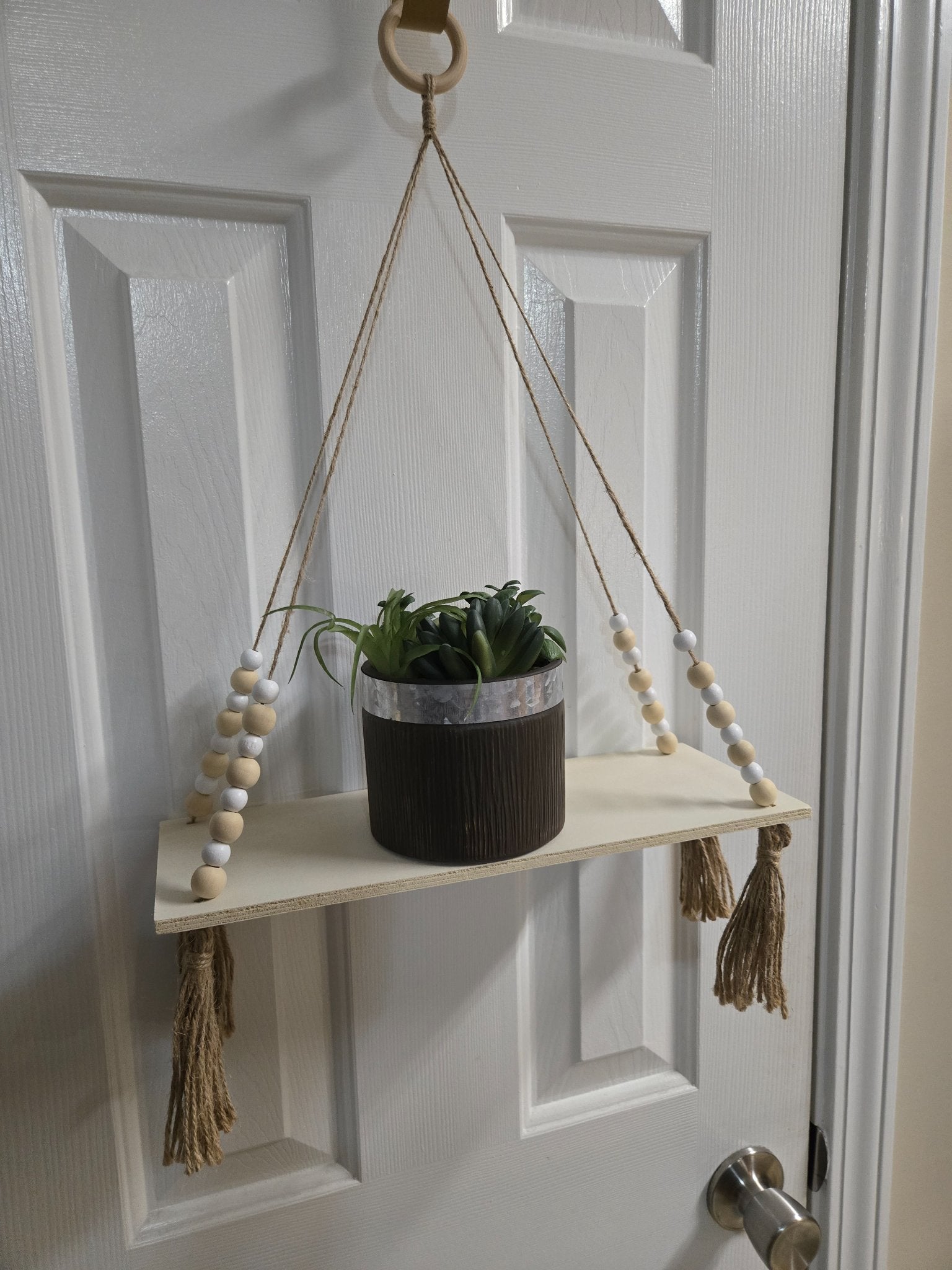 Macrame Shelf - Natural with Beads - 2