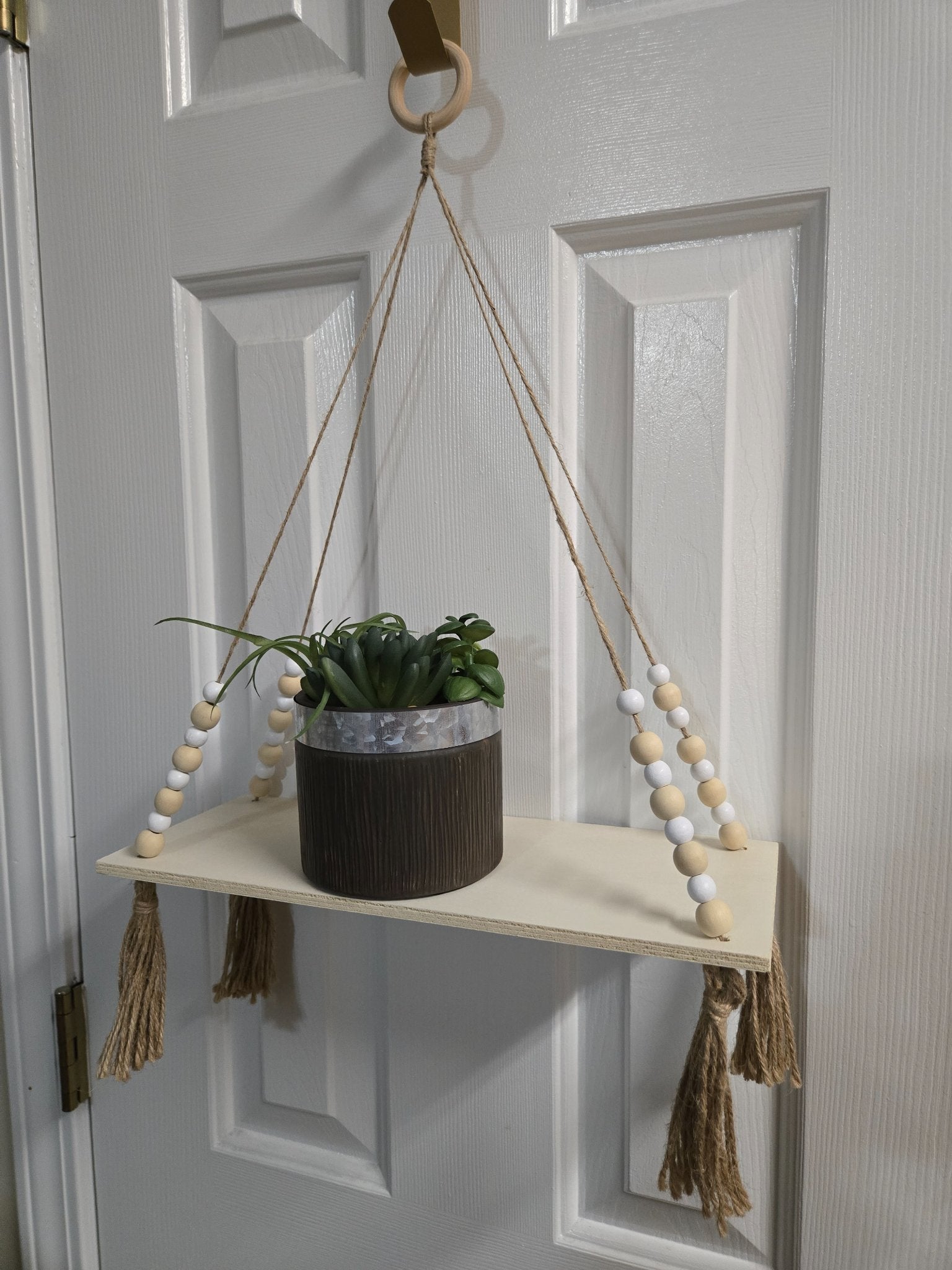 Macrame Shelf - Natural with Beads - 3