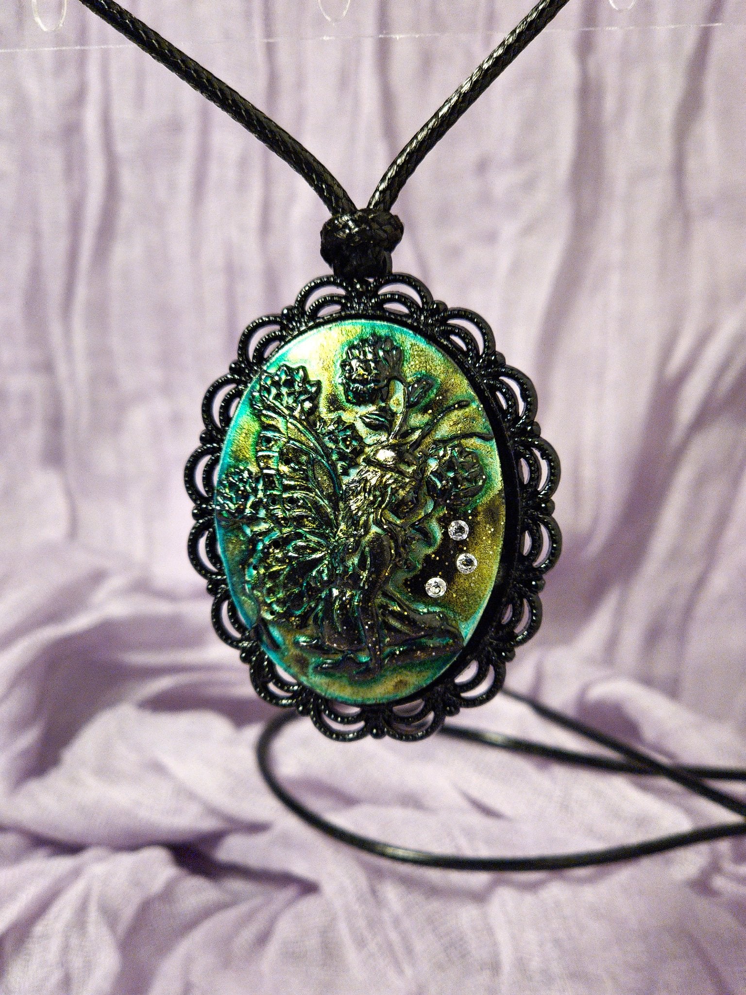 Fairy Pendant- Green/Gold - 1