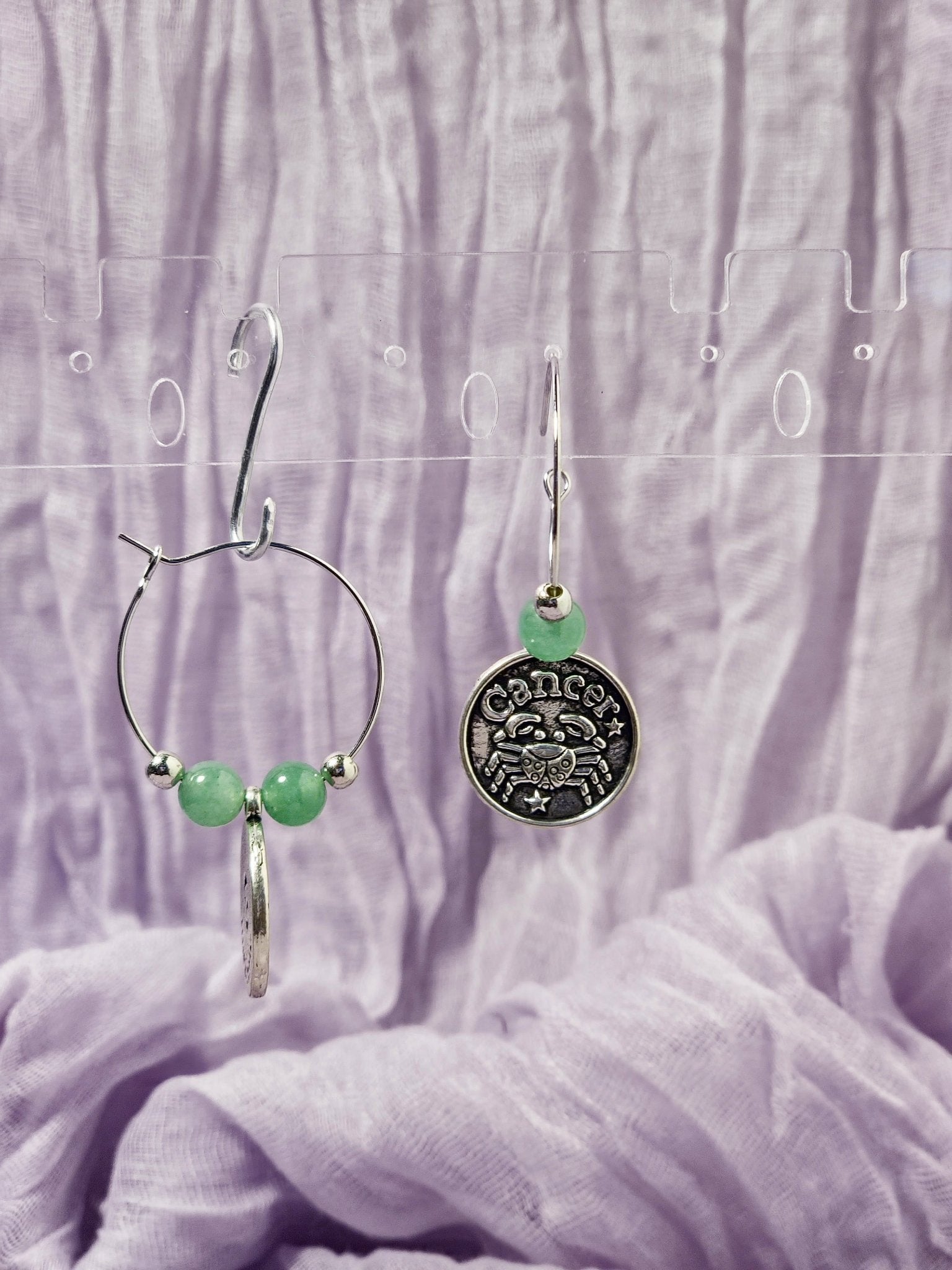 Cancer-Power Color Jade/Lt. Green Earrings - 1