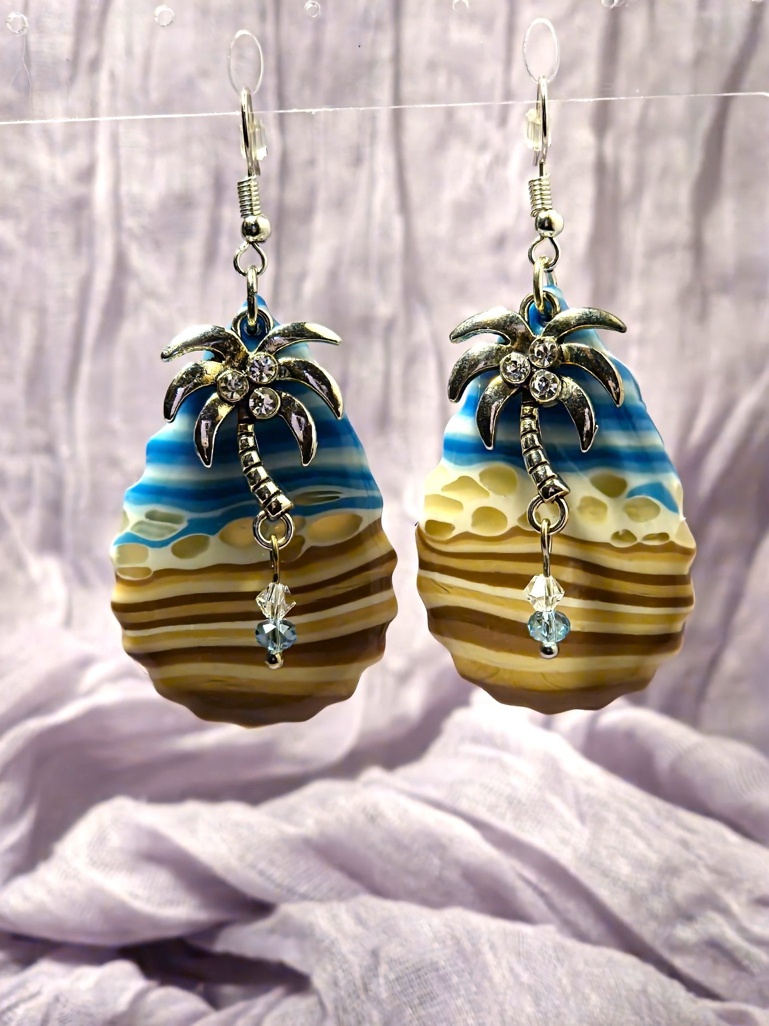 Sand and Sea w/Palm Tree Earrings - 1