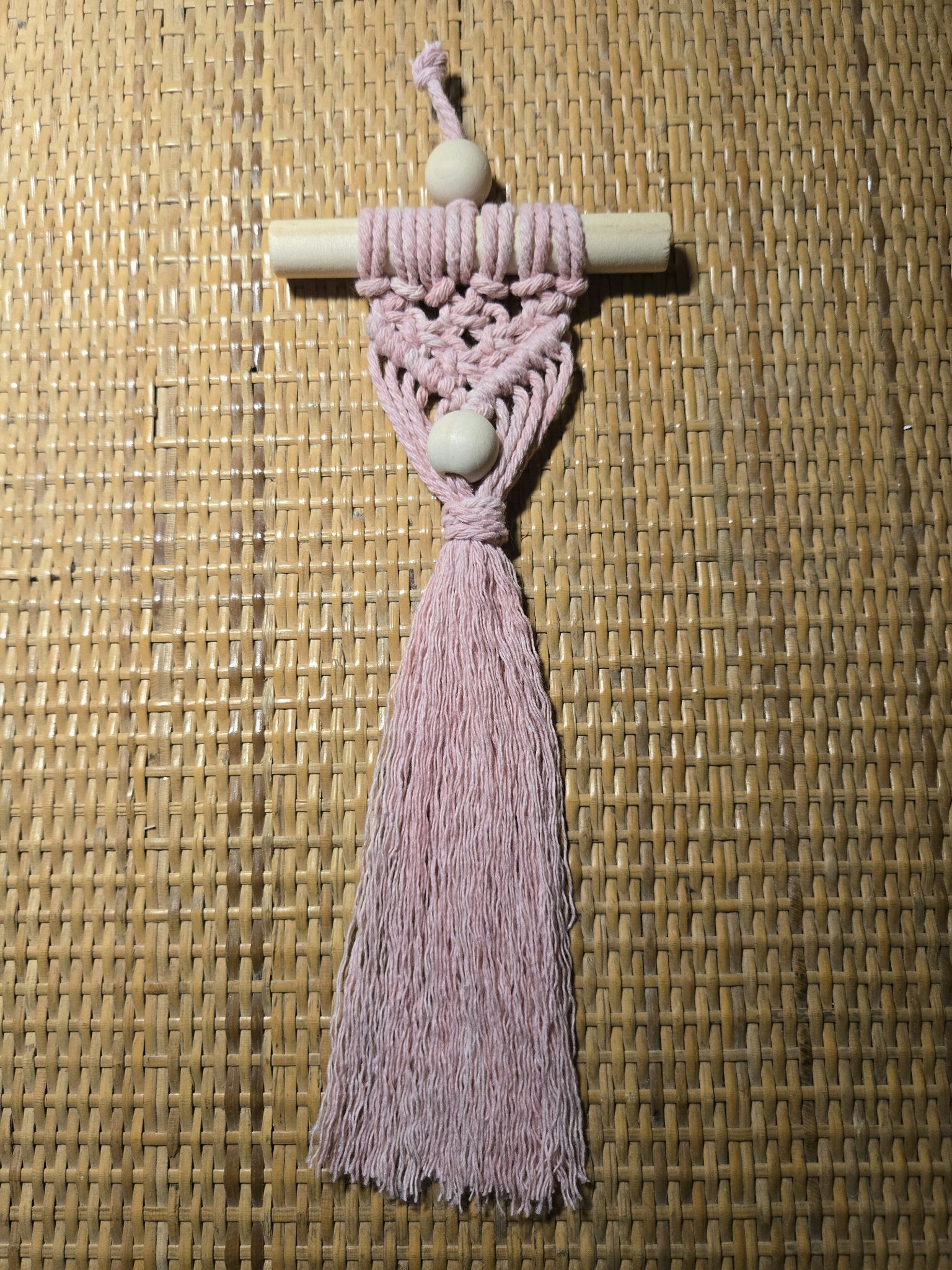 Macrame Mini - Pink w/ Bead - 1