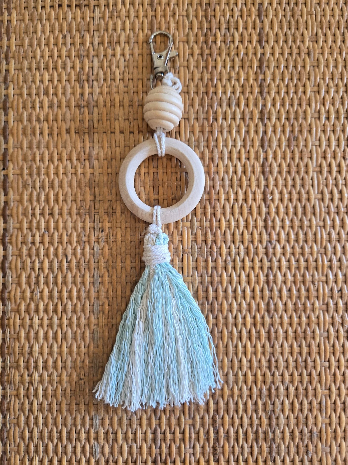 Macrame Clip-on - Lt Blue/White - 1