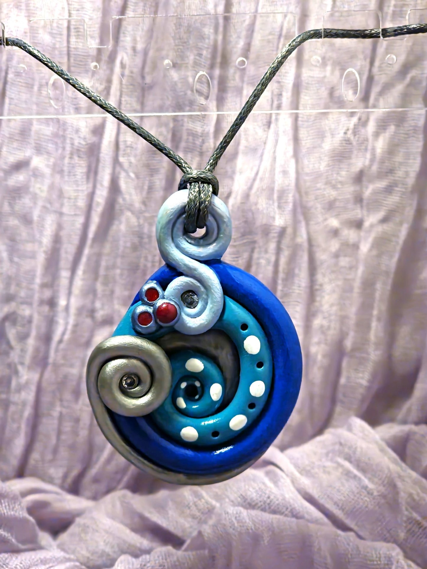 Swirling Pendant w/Grey Cord - 1