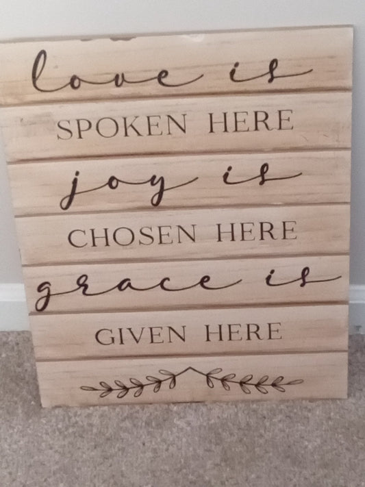 Love,joy,grace wooden sign - 1