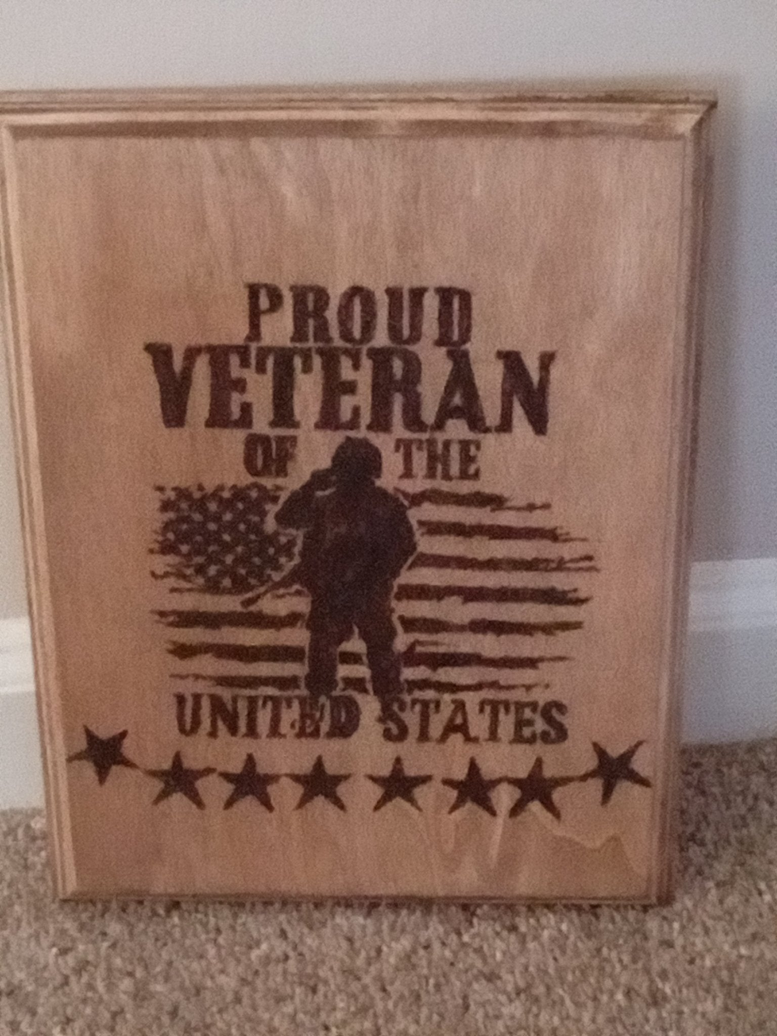 Brown wooden veteran sign  - 1